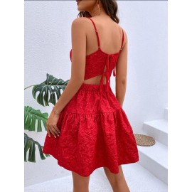 Summer Print Red Halter Dress