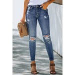 High Rise Distressed Skinny Jean