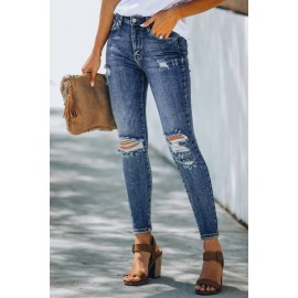 High Rise Distressed Skinny Jean