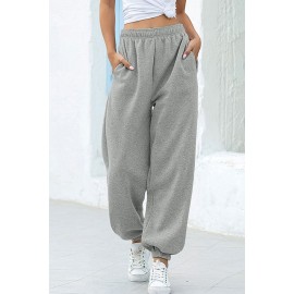 Gray Casual Loose High Waist Jogger Sweatpants