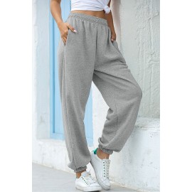 Gray Casual Loose High Waist Jogger Sweatpants