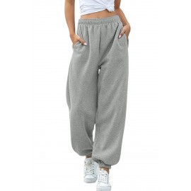 Gray Casual Loose High Waist Jogger Sweatpants