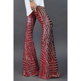 Red Sequin Wide Leg Pants