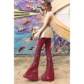 Red Sequin Wide Leg Pants