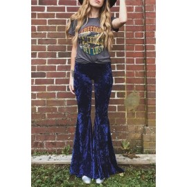 Cobalt Blue Flare Velvet Pants