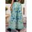 Green Floral Print Wide Leg Boho Pants
