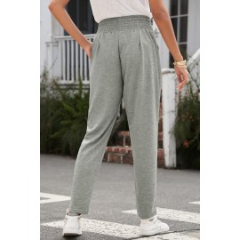 Gray Smocked Waist Pocketed Harem Pants