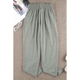 Gray Smocked Waist Pocketed Harem Pants