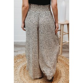 Leopard Print Smocked Waist Flare Pants