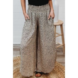 Leopard Print Smocked Waist Flare Pants