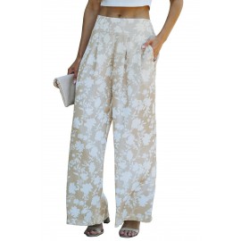 Apricot High Waisted Floral Wide Leg Pants