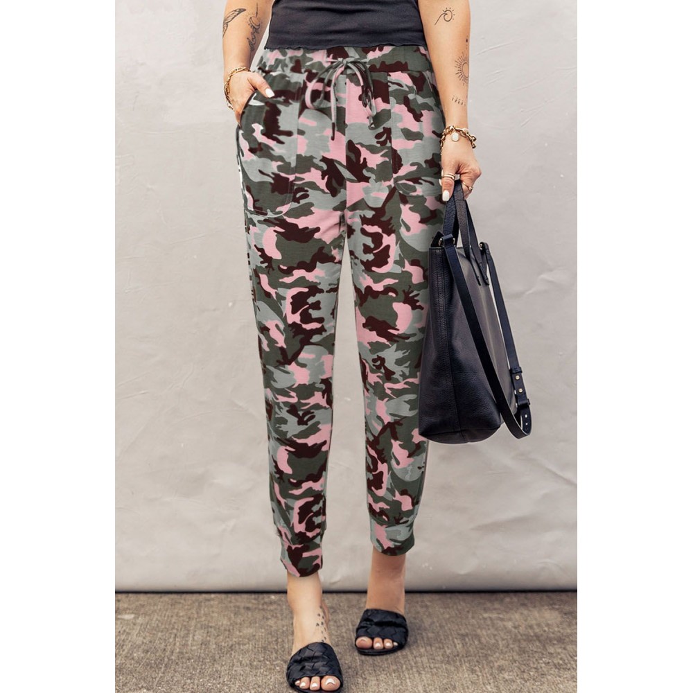 Pink Camouflage Casual Sports Pants