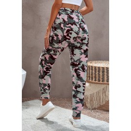 Pink Camouflage Casual Sports Pants