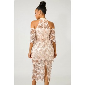 Fringe Sequin Midi Dress