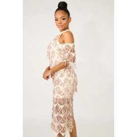 Fringe Sequin Midi Dress