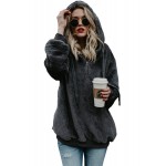 Dark Gray Warm Furry Pullover Hoodie