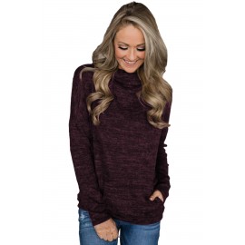 Burgundy Heathered Kangaroo Pocket Sweatshirt