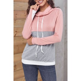 Pink Gray Colorblock Thumbhole Sleeved Sweatshirt