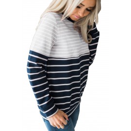 Gray Stripes Accent Color Blocked Sweatshirt